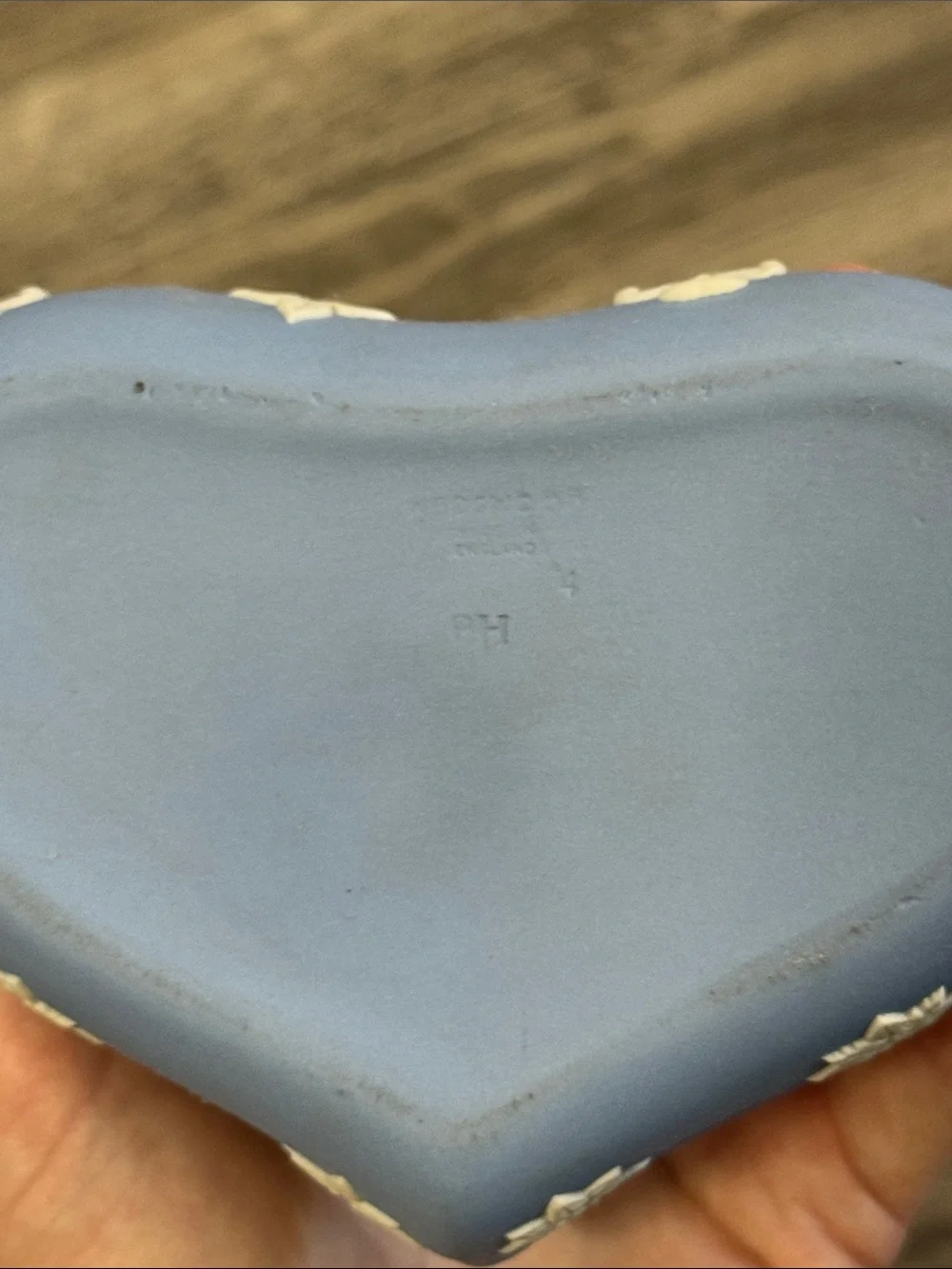 Vintage Wedgwood pale blue Jasperware heart shaped trinket box